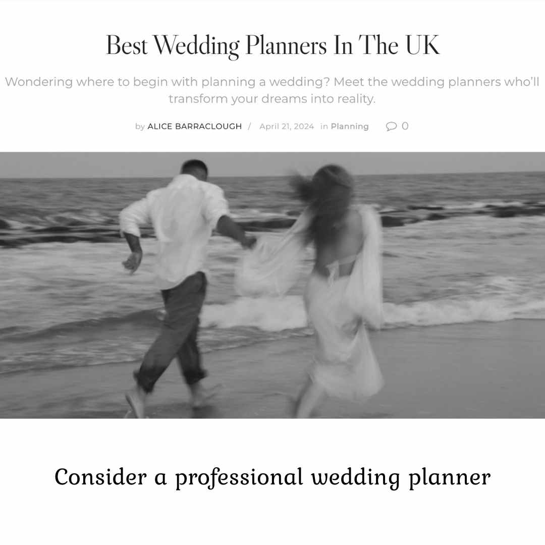 Wedding Planners (2) A screenshot of a magazine with a couple running along the beach hand in hand. The title says Best Wedding Planners.